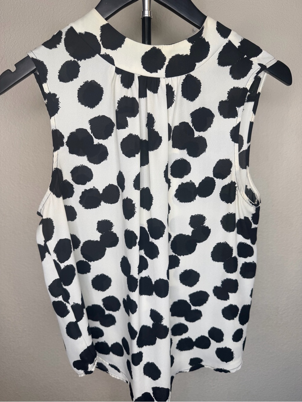 Who What Wear Black and White Polka Dot Blouse